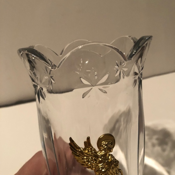 Teleflora 24% lead crystal candle cover with gold angel embellishment like new - Picture 4 of 6